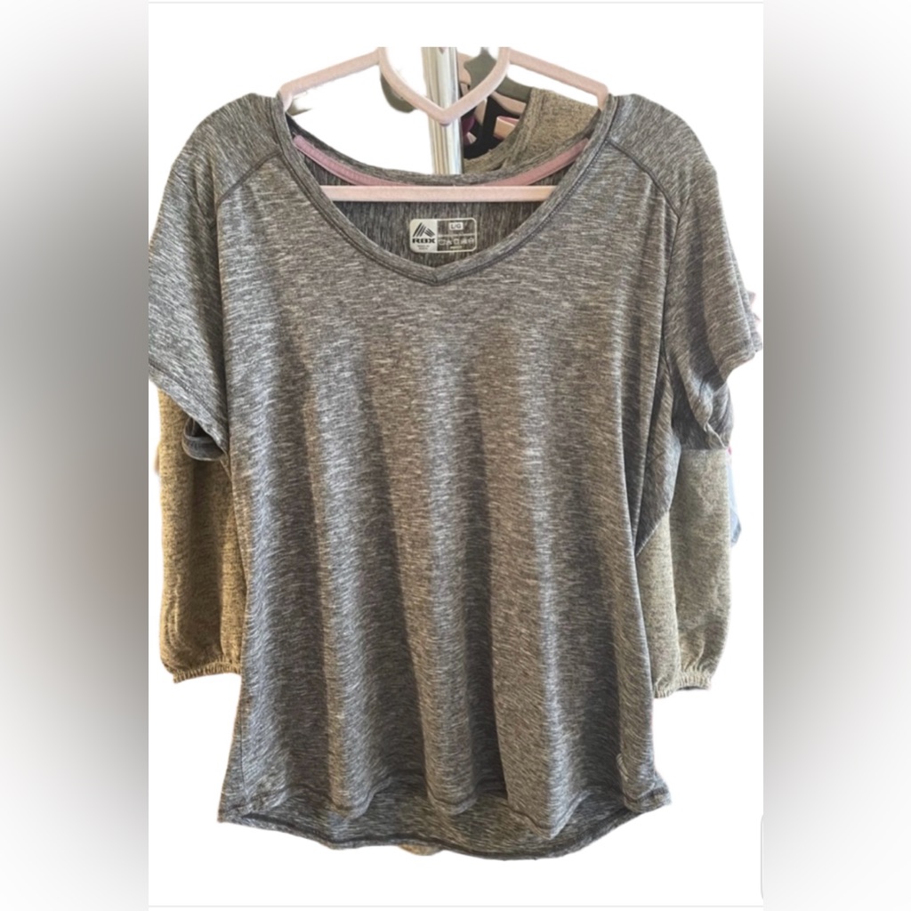 Rbx Womens Gray Workout Short Sleeve Top Size Large